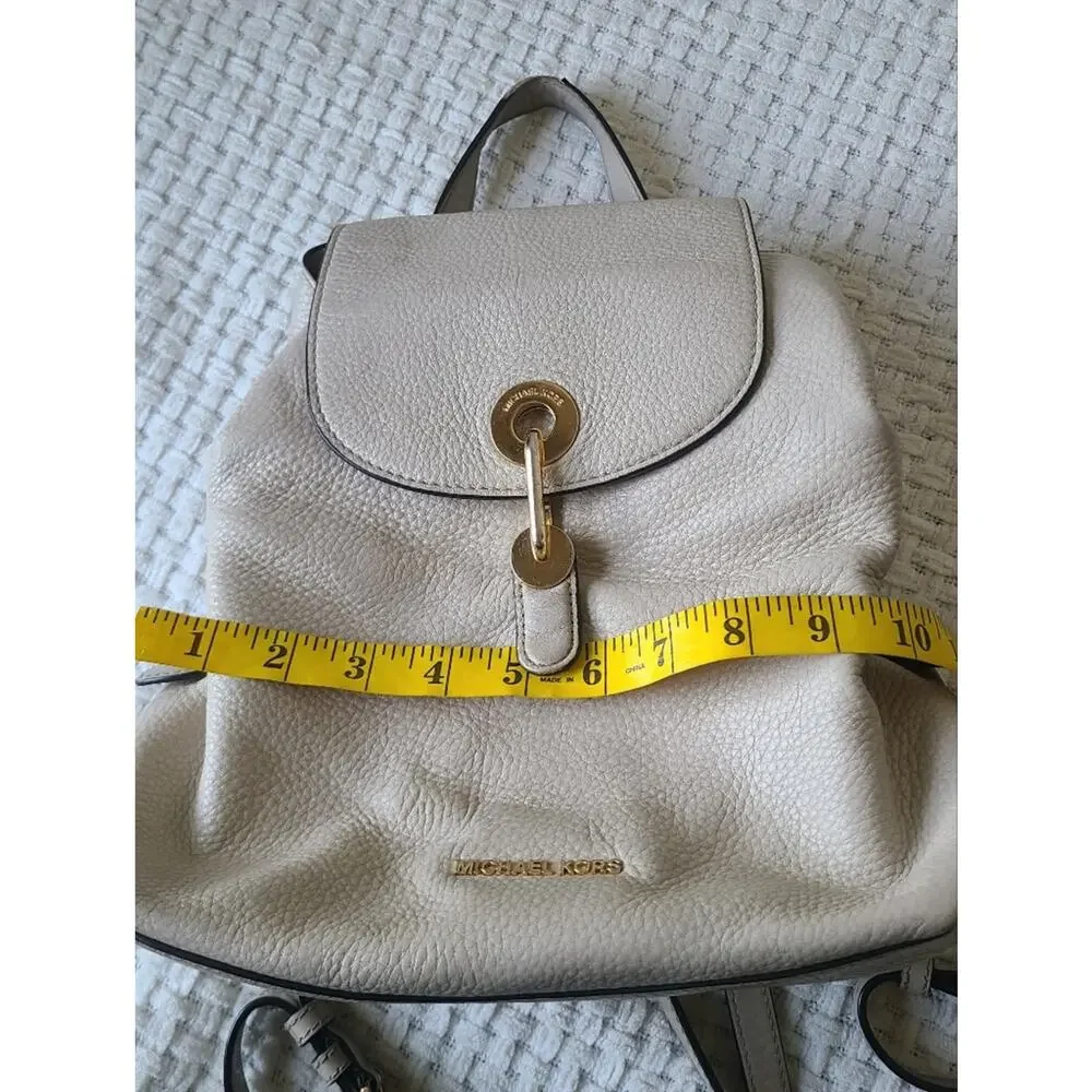 Michael Kors Pebbled Leather Backpack in Light Cream with Gold Hardware